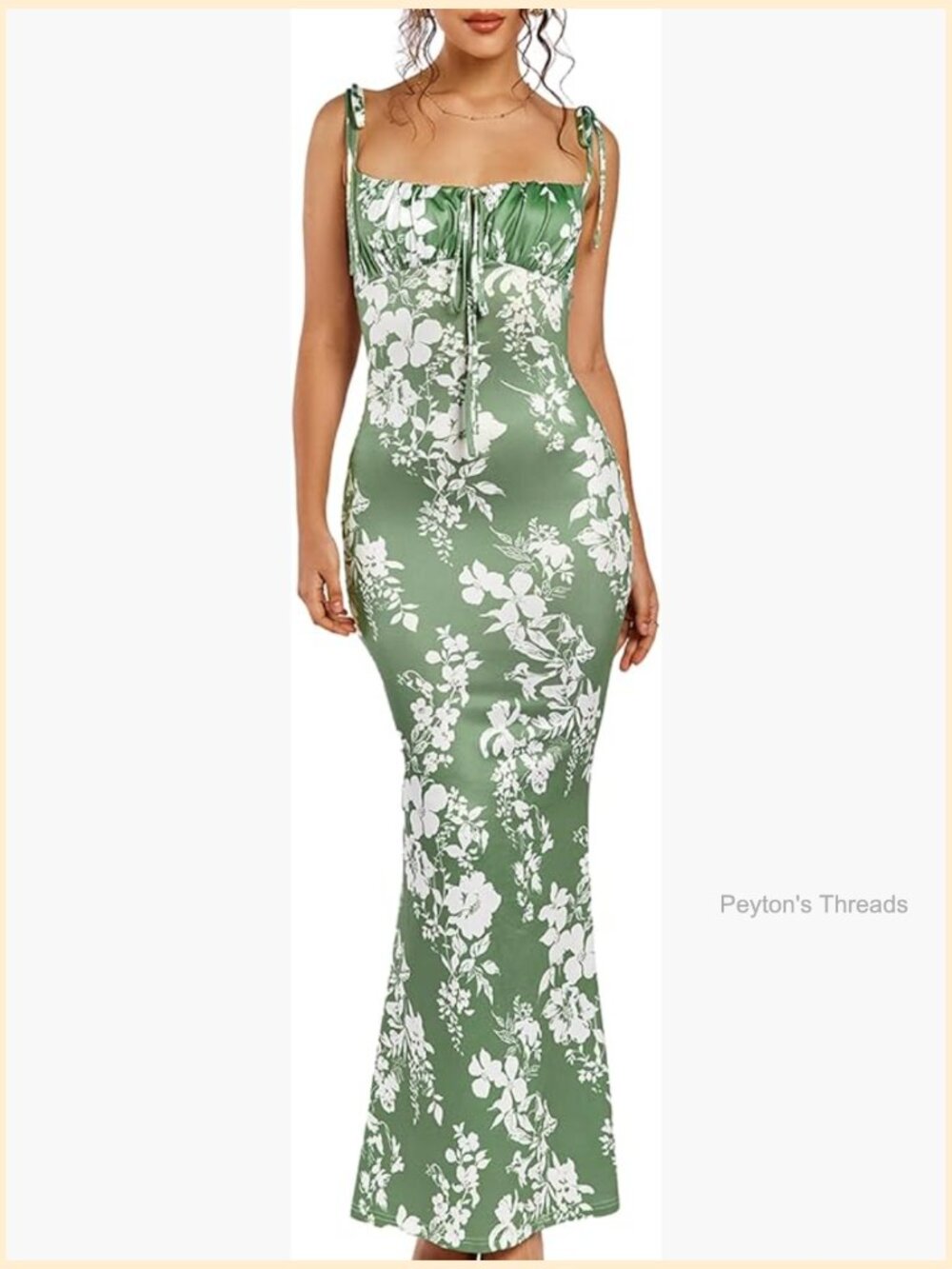 Sleeveless Spaghetti Strap Backless Bodycon Maxi Dress Mermaid Hem Adjustable
